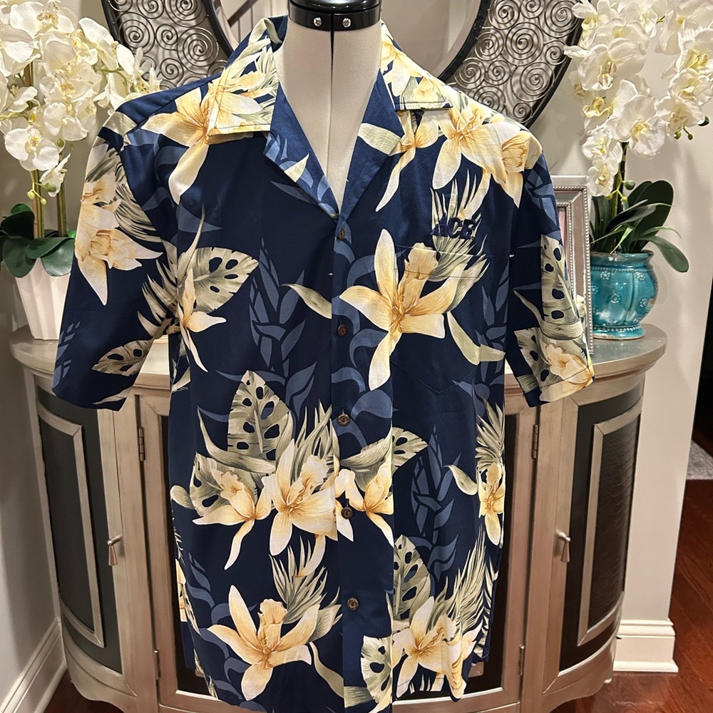 Casual Navy Floral Button-Down Shirt # 147